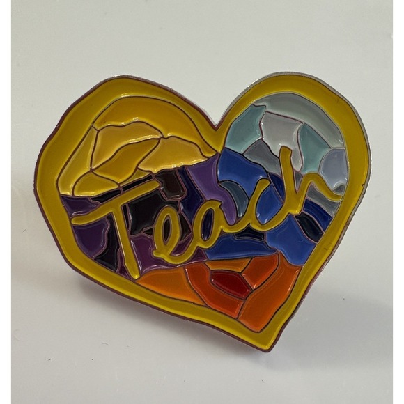 Other - Penzey's Teach Heart Stain Glass Enamel Pin Pinback Lapel Brooch